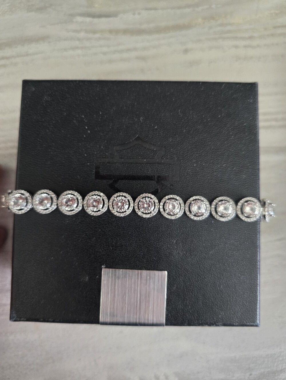 Silver Crystal Halo Tennis Bracelet - Women's Jewelry